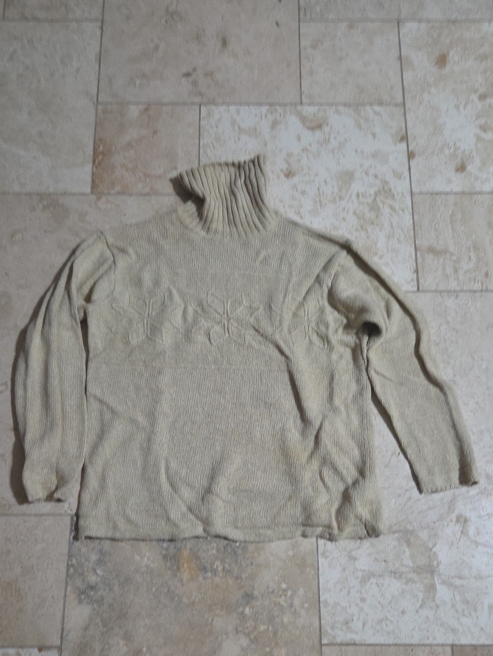 Vintage Crazy Horse Beige Snowflake Turtleneck Sweater | Women’s Large | Cozy Wi